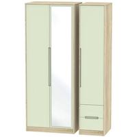 Monaco Mussel and Bardolino Triple Wardrobe - Tall with Mirror and 2 Drawer