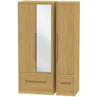 Monaco Modern Oak Triple Wardrobe - Tall with Drawer and Mirror