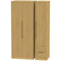 monaco modern oak triple wardrobe tall plain with 2 drawer