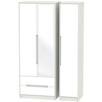 monaco white and kaschmir triple wardrobe tall with 2 drawer and mirro ...