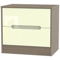 monaco high gloss cream and toronto walnut chest of drawer 2 drawer mi ...