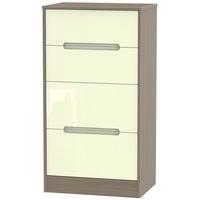 monaco high gloss cream and toronto walnut chest of drawer 4 drawer de ...