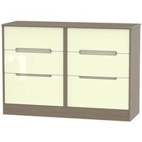 monaco high gloss cream and toronto walnut chest of drawer 6 drawer mi ...