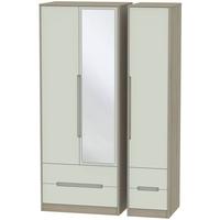 Monaco Kaschmir and Darkolino Triple Wardrobe - Tall with Drawer and Mirror