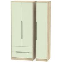 Monaco Mussel and Bardolino Triple Wardrobe - Tall with 2 Drawer