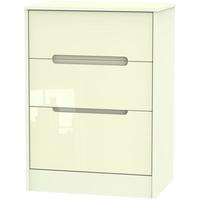 Monaco High Gloss Cream Chest of Drawer - 3 Drawer Deep Midi