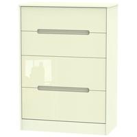 monaco high gloss cream chest of drawer 4 drawer deep