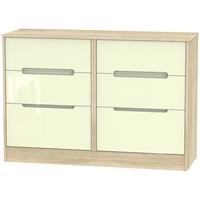 monaco high gloss cream and bordolino chest of drawer 6 drawer midi