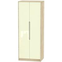 Monaco High Gloss Cream and Bordolino Wardrobe - Tall 2ft 6in Plain