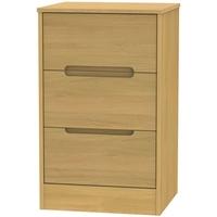 monaco modern oak bedside cabinet 3 drawer locker