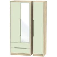 Monaco Mussel and Bardolino Triple Wardrobe - Tall with 2 Drawer and Mirror