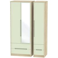 Monaco Mussel and Bardolino Triple Wardrobe - Tall with Drawer and Mirror