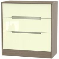 monaco high gloss cream and toronto walnut chest of drawer 3 drawer de ...