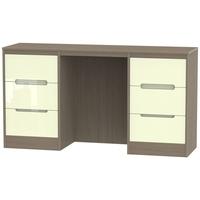 monaco high gloss cream and toronto walnut dressing table knee hole do ...