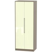 monaco high gloss cream and toronto walnut wardrobe tall 2ft 6in plain