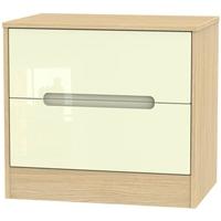 monaco high gloss cream and light oak chest of drawer 2 drawer midi