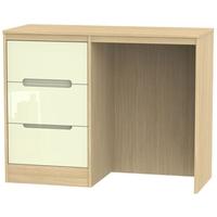 Monaco High Gloss Cream and Light Oak Dressing Table - Vanity Knee Hole