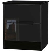 Monaco High Gloss Black Bedside Cabinet - 2 Drawer Locker