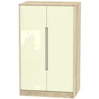 Monaco High Gloss Cream and Bordolino Wardrobe - 2ft 6in Plain Midi