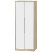 Monaco White Matt and Bardolino Wardrobe - Tall 2ft 6in with Plain