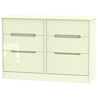 Monaco High Gloss Cream Chest of Drawer - 6 Drawer Midi