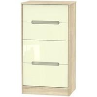 Monaco High Gloss Cream and Bordolino Chest of Drawer - 4 Drawer Deep Midi