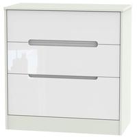 monaco high gloss white and kaschmir chest of drawer 3 drawer deep