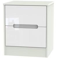 monaco high gloss white and kaschmir bedside cabinet 2 drawer locker