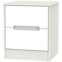 Monaco White and Kaschmir Bedside Cabinet - 2 Drawer Locker