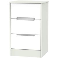 Monaco White and Kaschmir Bedside Cabinet - 3 Drawer Locker