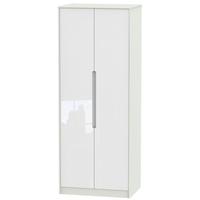 Monaco High Gloss White and Kaschmir Wardrobe - Tall 2ft 6in Plain