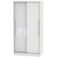 Monaco High Gloss White and Kaschmir Sliding Wardrobe - Wide