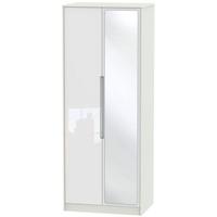 monaco high gloss white and kaschmir wardrobe tall 2ft 6in with mirror