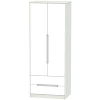 Monaco White and Kaschmir Wardrobe - Tall 2ft 6in with 2 Drawer