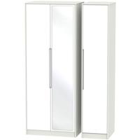 Monaco White and Kaschmir Triple Wardrobe - Tall with Mirror