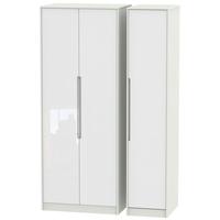 Monaco High Gloss White and Kaschmir Triple Wardrobe - Tall Plain