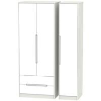 Monaco White and Kaschmir Triple Wardrobe - Tall with 2 Drawer