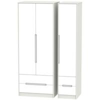 Monaco White and Kaschmir Triple Wardrobe - Tall with Drawer