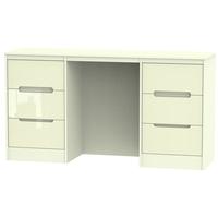 Monaco High Gloss Cream Dressing Table - Knee Hole Double Pedestal