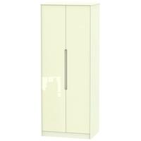 monaco high gloss cream wardrobe tall 2ft 6in plain