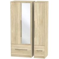 monaco bardolino triple wardrobe tall with drawer and mirror