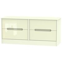 Monaco High Gloss Cream Bed Box - 4 Drawer