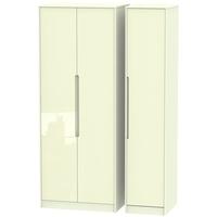 Monaco High Gloss Cream Triple Wardrobe - Tall Plain