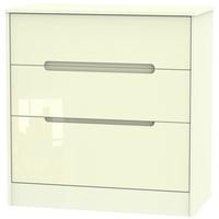 Monaco High Gloss Cream Chest of Drawer - 3 Drawer Deep