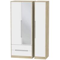 monaco white matt and bardolino triple wardrobe tall with 2 drawer and ...