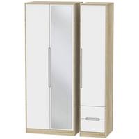 monaco white matt and bardolino triple wardrobe tall with mirror and 2 ...