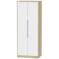 Monaco White Matt and Bardolino Wardrobe - Tall 2ft 6in with Double Hanging