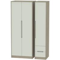 Monaco Kaschmir and Darkolino Triple Wardrobe - Tall Plain with 2 Drawer