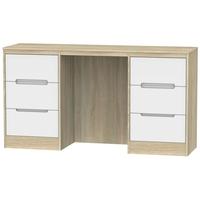 monaco white matt and bardolino dressing table knee hole double pedest ...