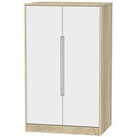 Monaco White Matt and Bardolino Wardrobe - 2ft 6in with Plain Midi